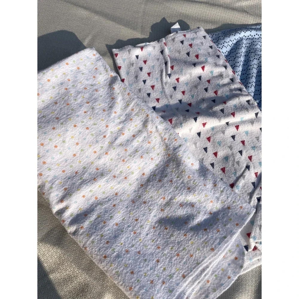 Lot Of 5 Cotton Muslin Baby Infant Swaddle Blankets Gerber Garanimals Stripes